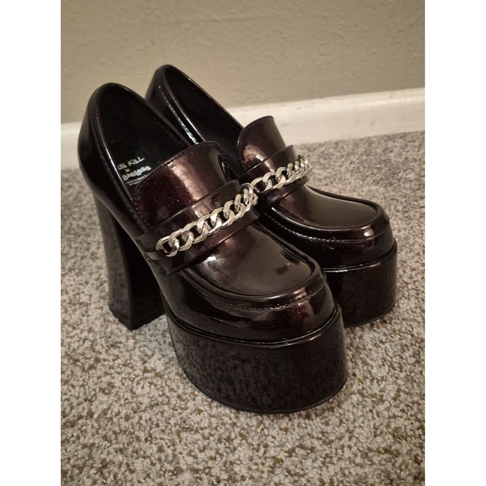 Dolls Kill X Clueless Mall Madness Platform Loafers Size 8M Glitter Infused Goth